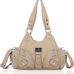 Purses for Women Small Hobo Shoulder Bags Vagen Leather Multi-Pocket Tote Bag wi